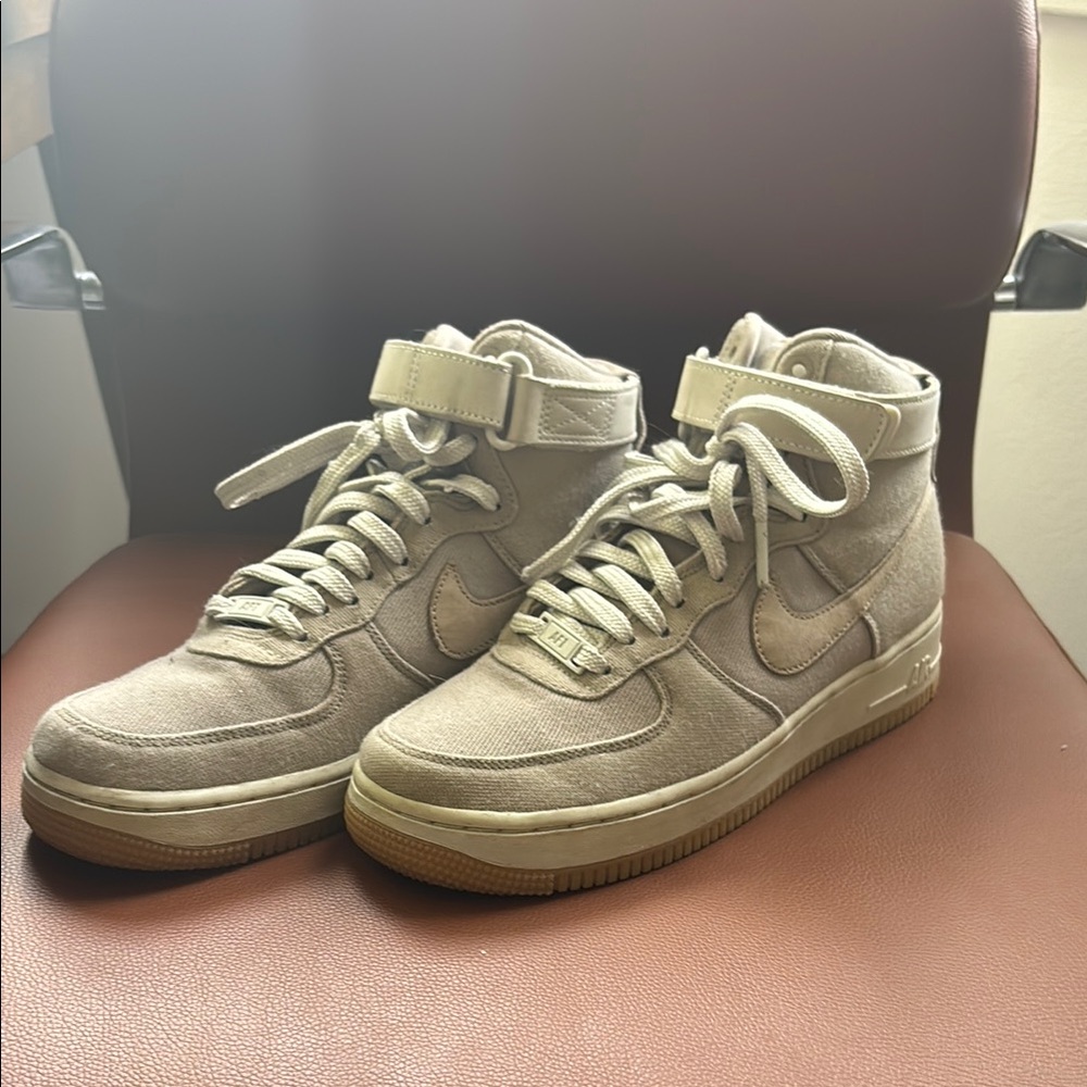 Nike Air Force 1’s High-Top Sneakers in Beige